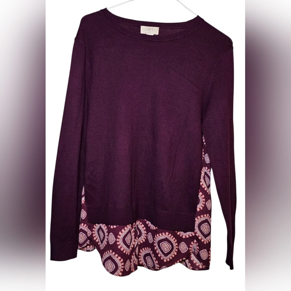 Loft Outlet Women's Sweater Shirt Petite Medium Long Sleeve Pullover Crew Neck